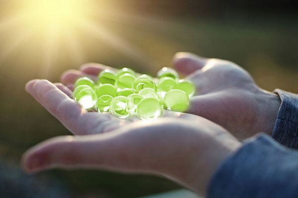 Wasserperlen, Wasserkugeln, Sensorik-Kügelchen - Grün