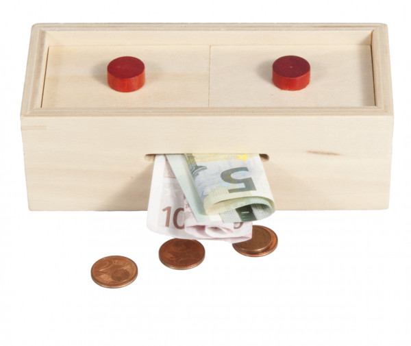 Trick-Box für Geldgeschenke, natur mit Knöpfen