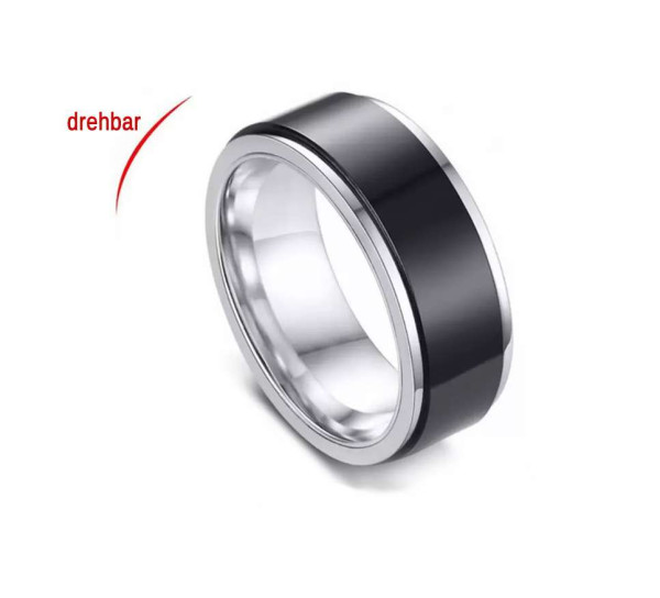 Fidget Ring - schwarz/silber - Grösse 10