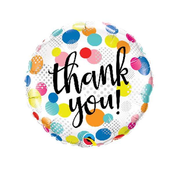 Folienballon - Thank you, 38cm - Bunt