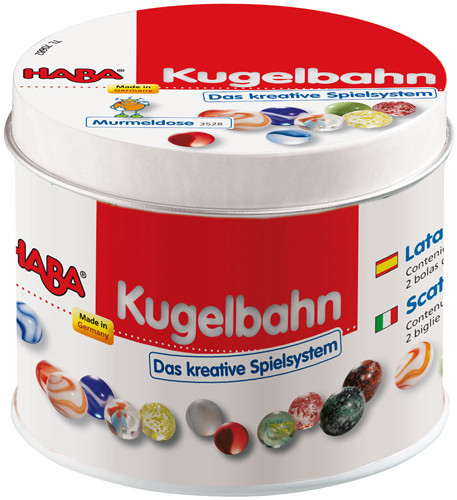 Murmeldose mit 36 Murmeln