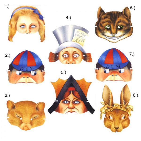 Papier Halb Maske - Alice im Wunderland - Preis für 1Stk