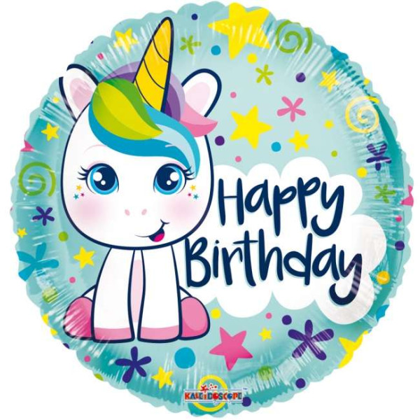 Happy birthday - Folienballon 45cm - Einhorn