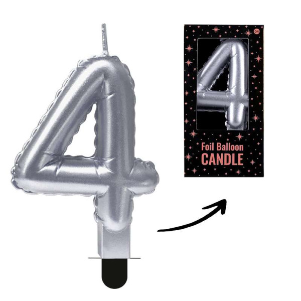 Geburtstagskerze in Form eines Zahlen-Ballons - Ziffer 4