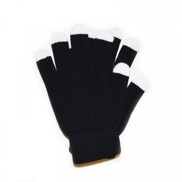 Zauberhandschuhe Baumwolle - Schwarz mit weissen Spitzen