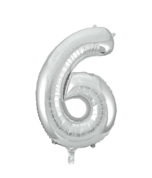 Folienballon Silber - Zahl 6 - Grösse 86cm