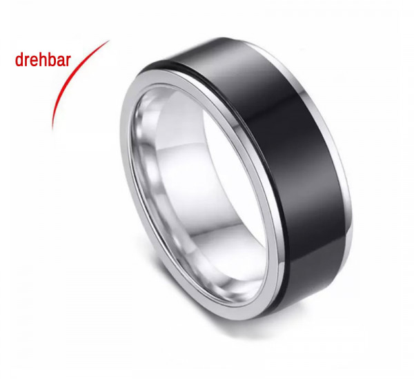 Fidget Ring - schwarz/silber - Grösse 12