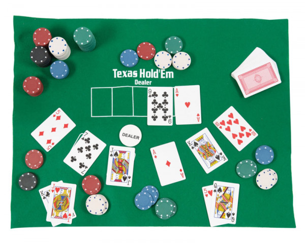 Poker Set - Etui mit 160 Chips, Teppich und Karten