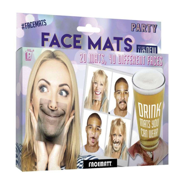 Face Mats Bierdeckel Gesichter - Set mit 20 Stück
