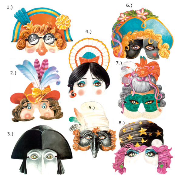Nostalgische Karnevalsmasken aus Karton - Venezia - Preis für 1Stk