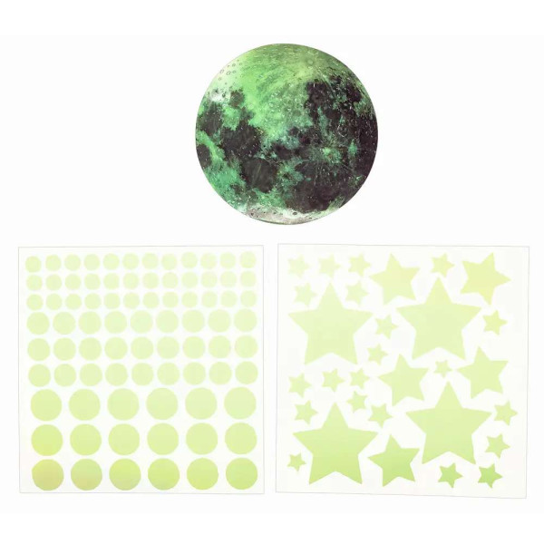 Nachtleuchtende Wandsticker Mond und Sterne