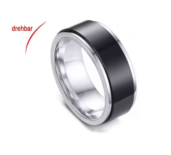 Fidget Ring - schwarz/silber- Grösse 11