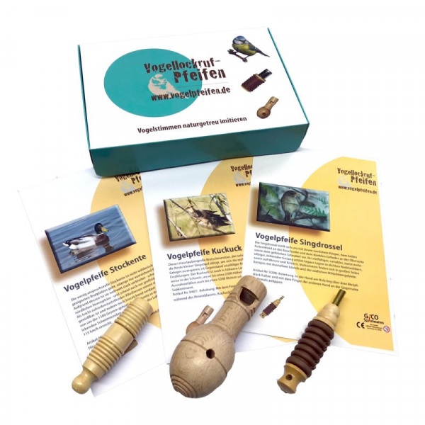 Vogelpfeifen Geschenk Set No.1 mit 3 Vogelstimmen
