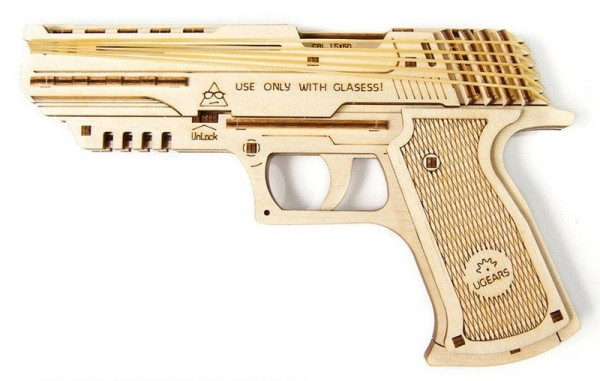 Ugears - mechanischer Holzbausatz - Wolf-01 Pistole