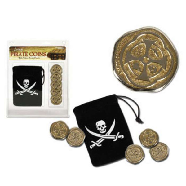 Piraten Münzen - Set mit 5 Münzen und Beutel
