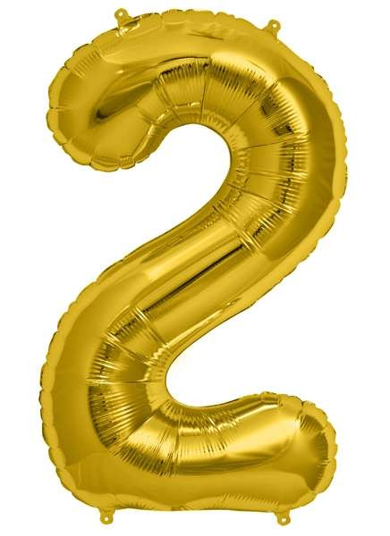 Folienballon Gold - Zahl 2 - Grösse 86cm