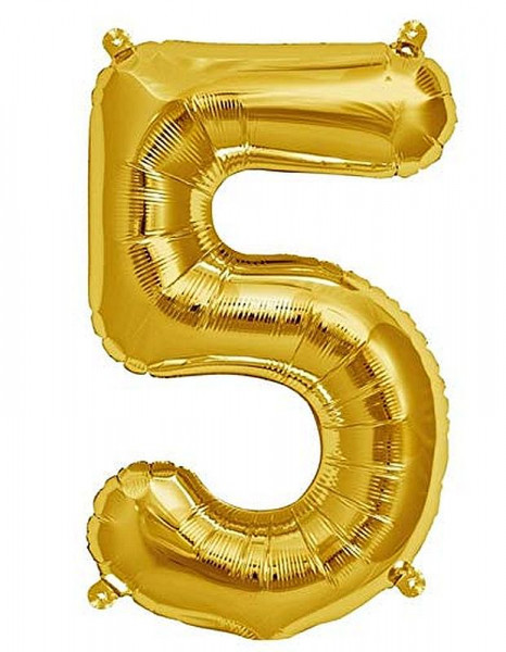 Folien-Ballon XXL 86cm - gold, Ziffer 5