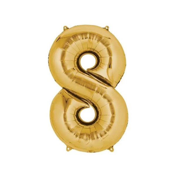 Folienballon Gold - Zahl 8 - Grösse 86 cm