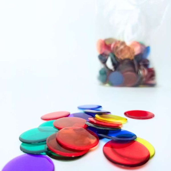 Bingo Chips 19mm - transparente Farben - Set mit 300 Stk