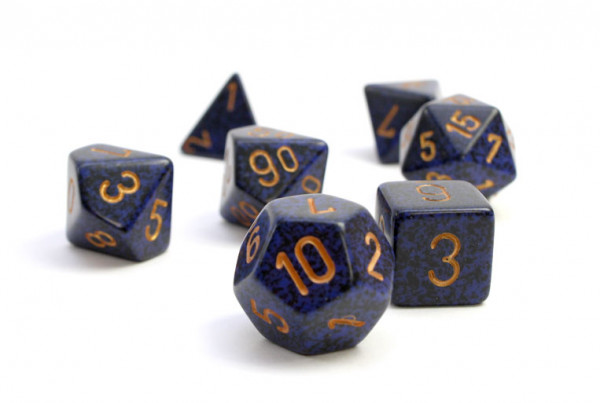 Speckled Polyhedral Golden Cobalt 7-er Set
