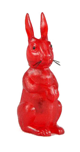 Hase mit Wackelkopf - Kunststoff rot
