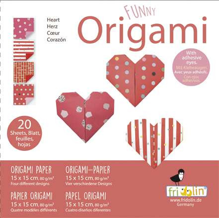 Origami Set mit 20 Blättern - Herzen