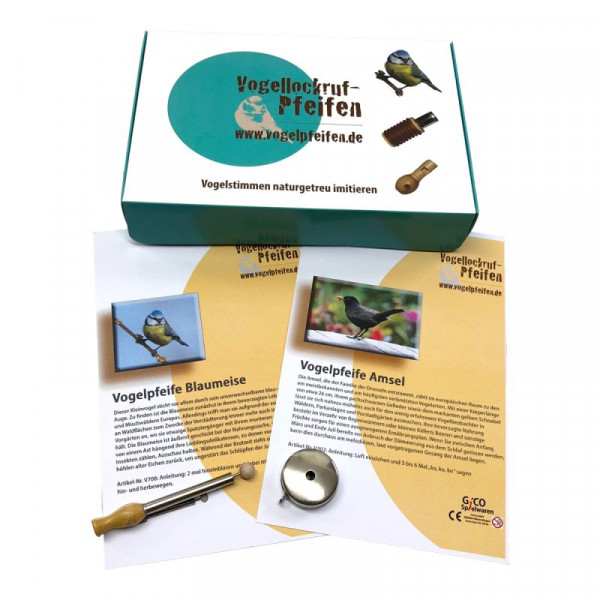 Vogelpfeifen Geschenk Set mit 2 Vogelstimmen