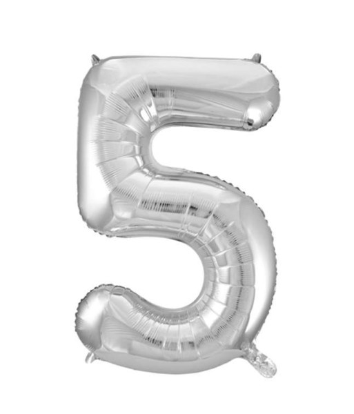 Folienballon Silber - Zahl 5 - Grösse 86cm