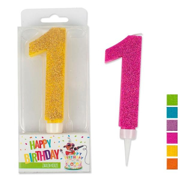 Glitter Maxi Zahlenkerzen - Ziffer 1