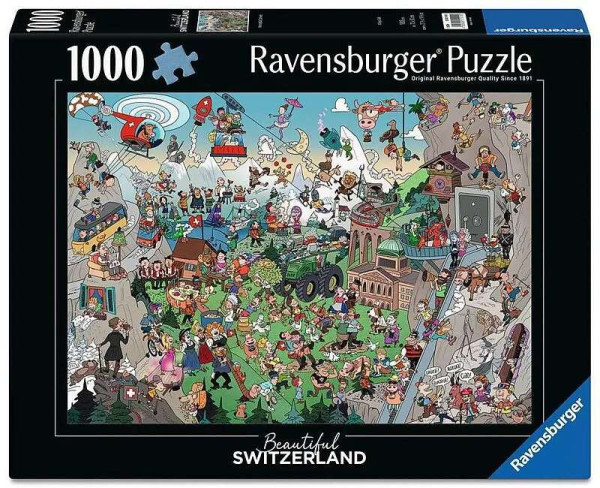 Erwachsenenpuzzle - Wimmelbild Schweiz - 1000 Teile