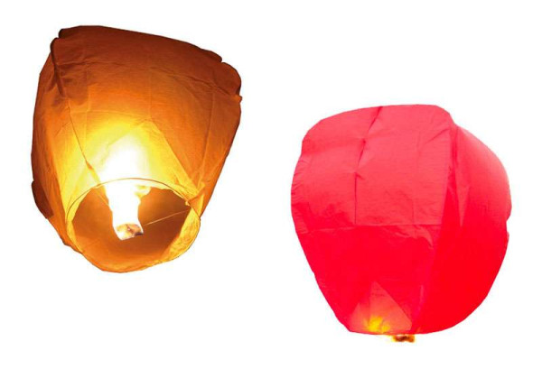 Himmelslaterne Set (rot und weiss)