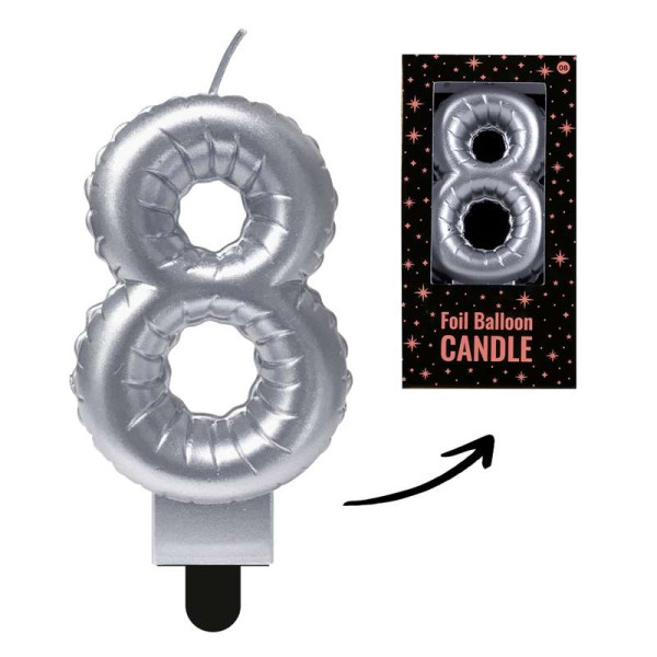Geburtstagskerze in Form eines Zahlen-Ballons - Ziffer 8