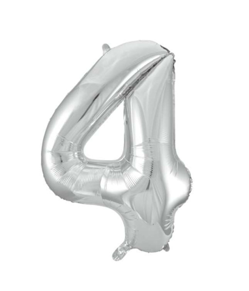 Folienballon Silber - Zahl 4 - Grösse 86cm