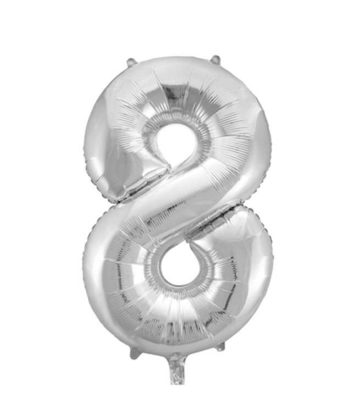 Folienballon Silber - Zahl 8 - Grösse 86cm