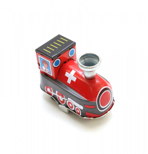 Schweizer Lok aus Blech zum Aufziehen