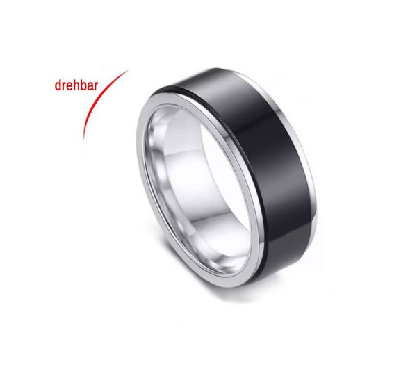 Fidget Ring - schwarz/silber - Grösse 8