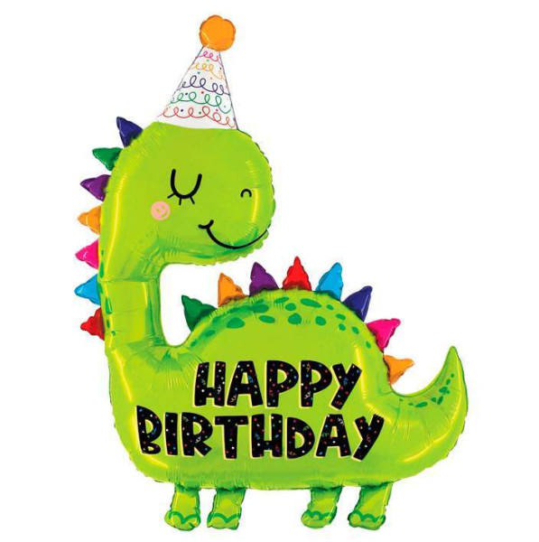 Folienballon - Figur Dino Happy Birthday - 97cm
