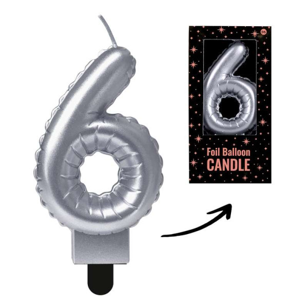 Geburtstagskerze in Form eines Zahlen-Ballons - Ziffer 6