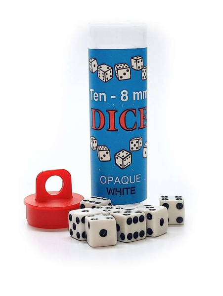 Würfel 8mm - weiss - 10 Stk