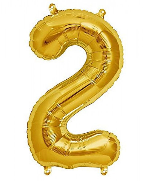 Folien-Ballon XXL 86cm - gold, Ziffer 2