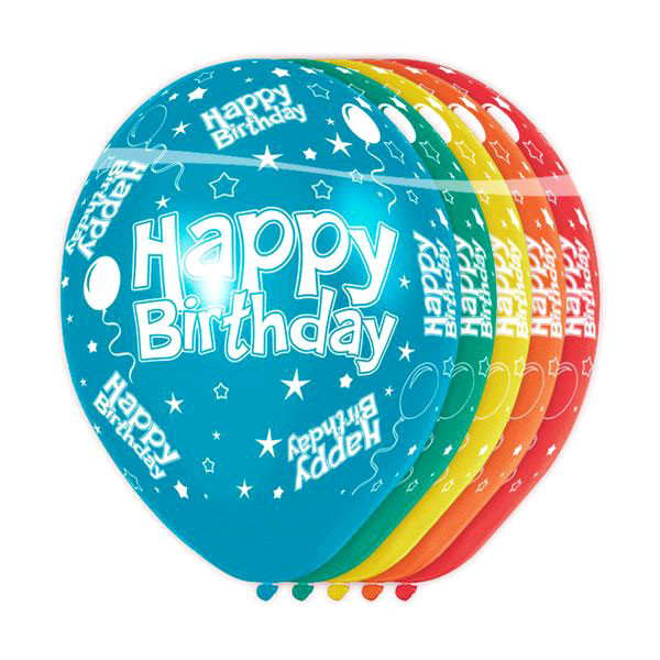 Set mit 5 Happy Birthday Ballone