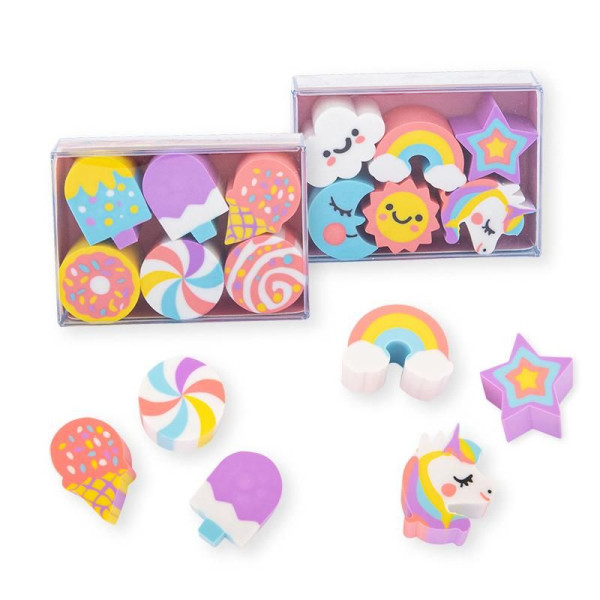 Radierer 6er-Set - Einhorn oder Candy Box