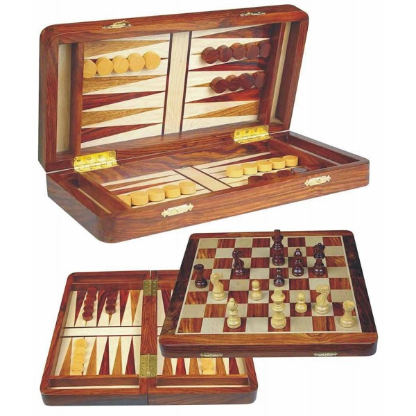 Schach und Backgammon Spiel, magnetisch, Holz
