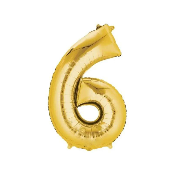 Folienballon Gold - Zahl 6 - Grösse 86 cm
