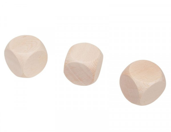 Blankowürfel, Holzwürfel natur mit 40mm Kantenlänge - Set mit 3 Stk