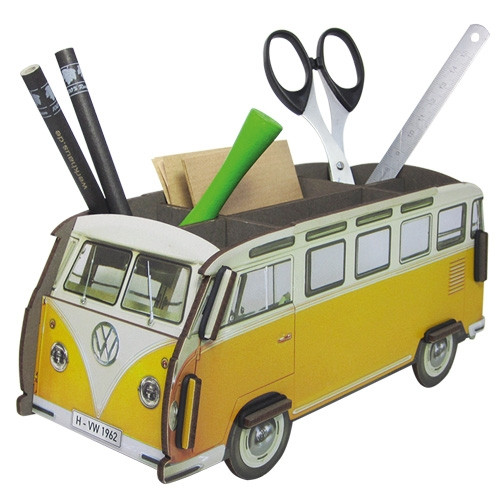 Aufbewahrungs Box für den Schreibtisch - VW Bus gelb