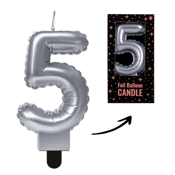 Geburtstagskerze in Form eines Zahlen-Ballons - Ziffer 5