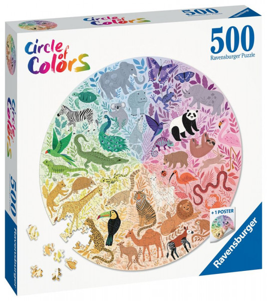 Circle of colors - Animals, Tiere - rundes Puzzle mit 500 Teilen