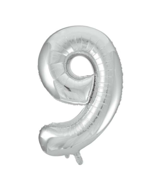 Folienballon Silber - Zahl 9 - Grösse 86cm