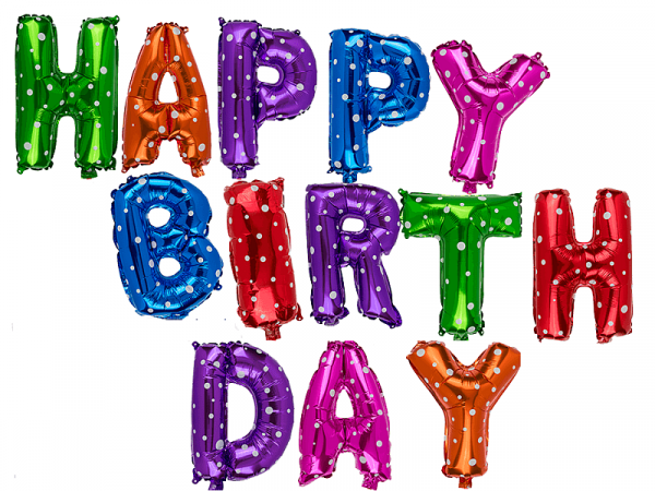 Folien-Luftballons, bunt, Set Happy Birthday